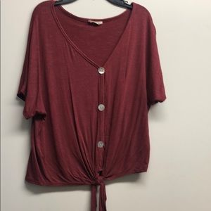 Red Button Tie Shirt